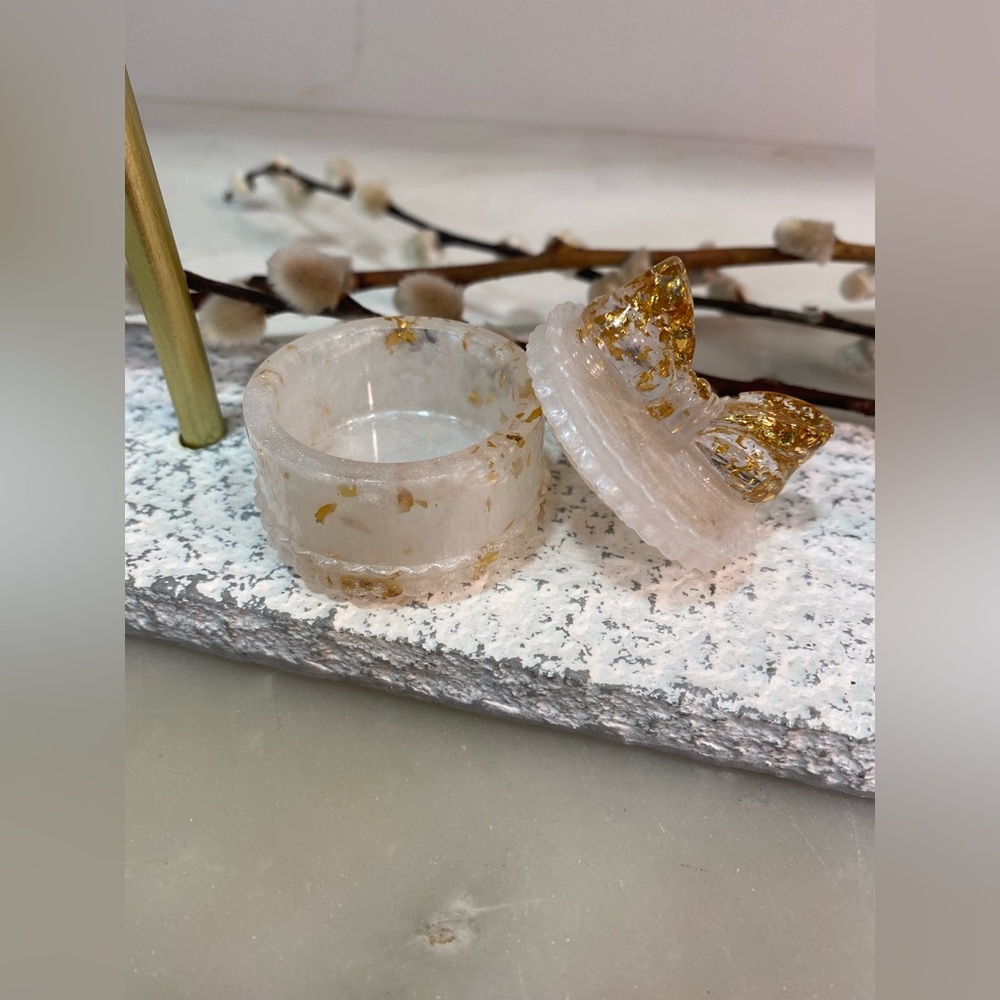 Handmade epoxy Trinket container, Bow jewelry box